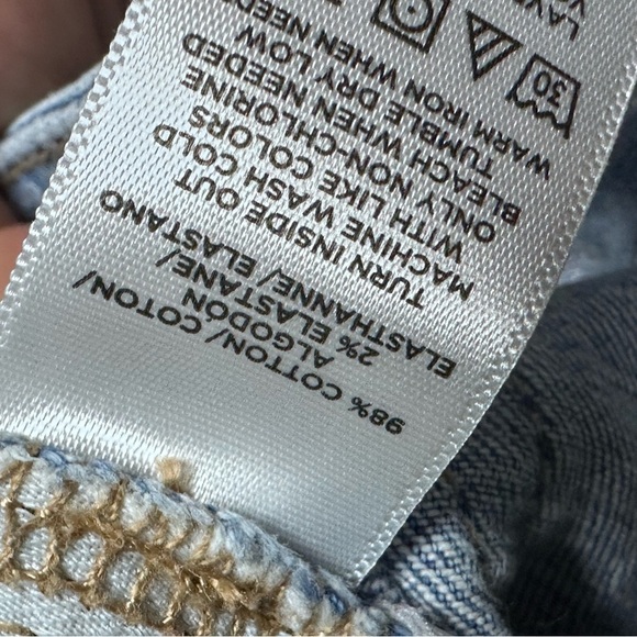 LOFT CURVY HIGH WAIST KICK CROP Blue denim jeans women’s size 32/14 - Picture 13 of 15